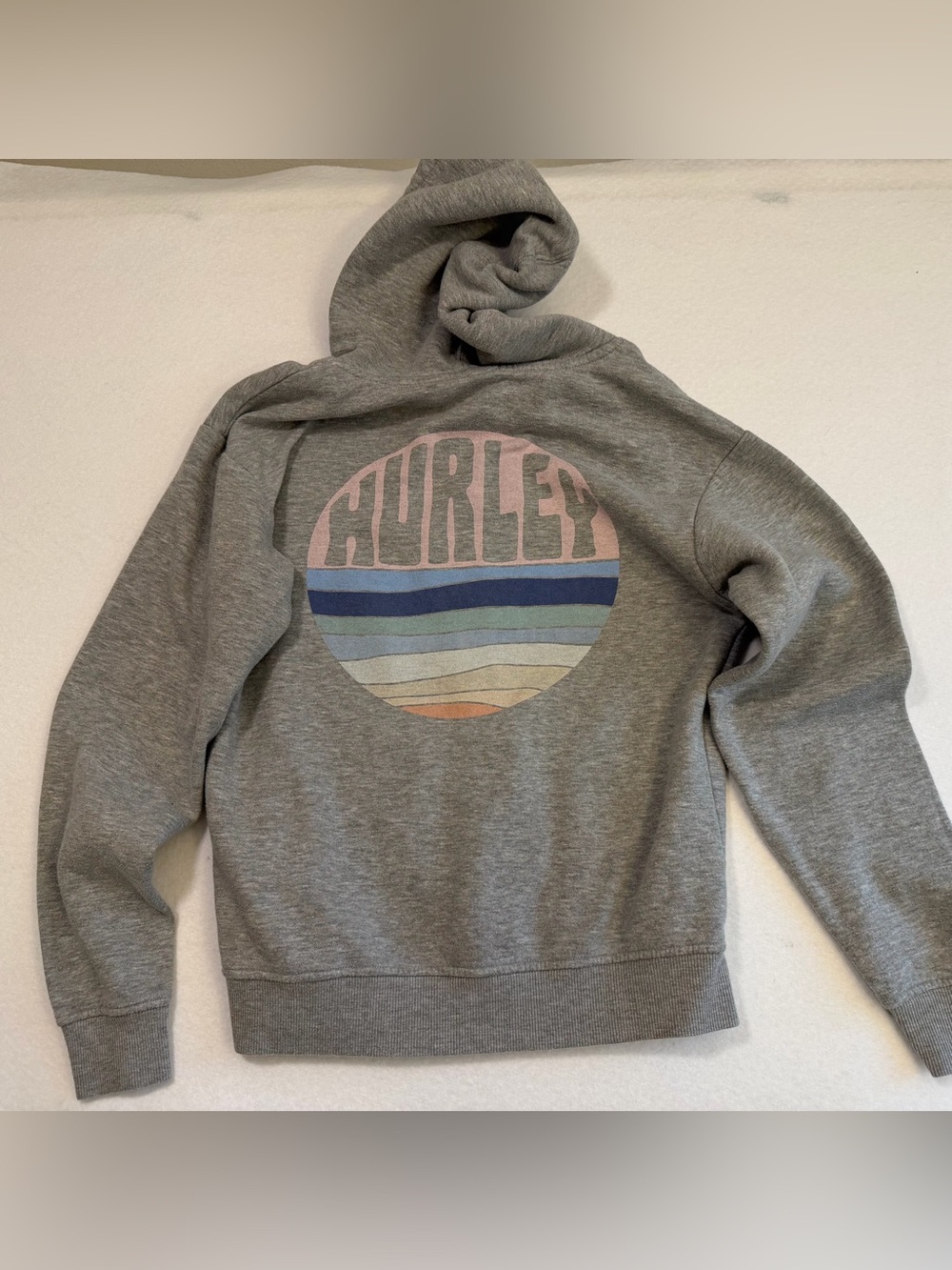 Hurley Light Gray Full Zip Hoodie with Logo Tag - Picture 2 of 3